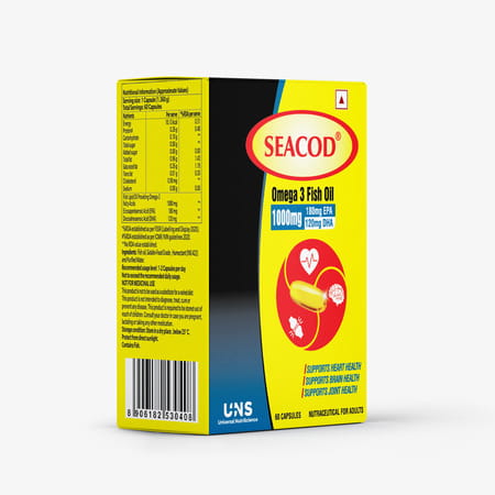 Seacod Omega 3 Fish Oil 1000mg Capsules 60 No'S