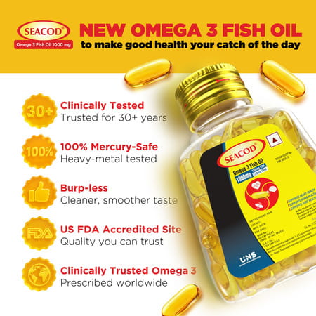 Seacod Omega 3 Fish Oil 1000mg Capsules 60 No'S