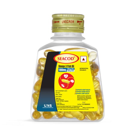 Seacod Omega 3 Fish Oil 1000mg Capsules 60 No'S
