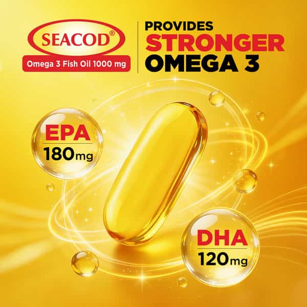 Seacod Omega 3 Fish Oil | 1000Mg | Fod Adults | 60 Softgels