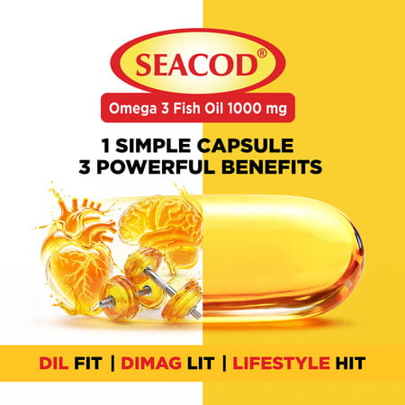 Seacod Omega-3 Fish Oil 1000Mg | Epa 180 Dha 120 | Supports Heart | Brain & Joints | 60 Caps