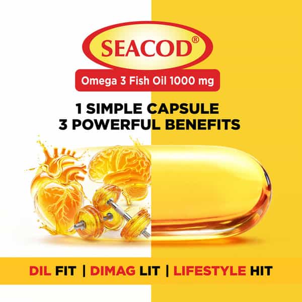 Seacod Omega 3 Fish Oil | 1000Mg | Fod Adults | 60 Softgels