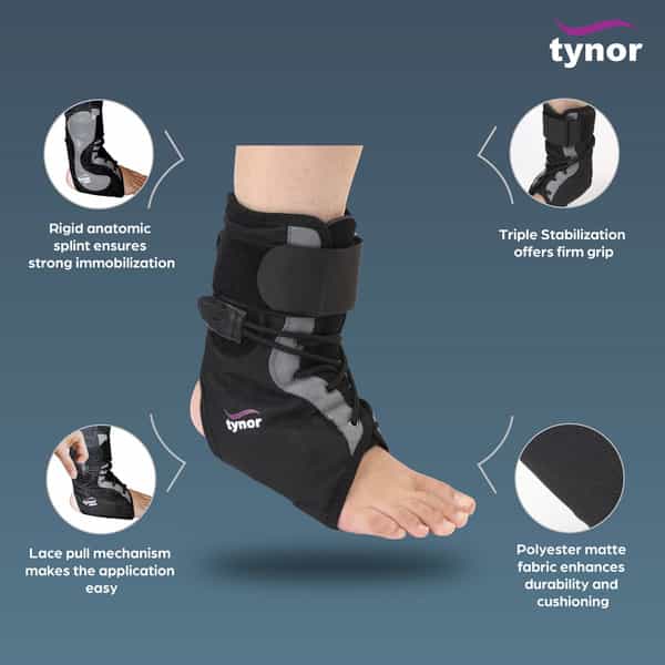 Tynor Ankle Brace Black Large 1 Unit