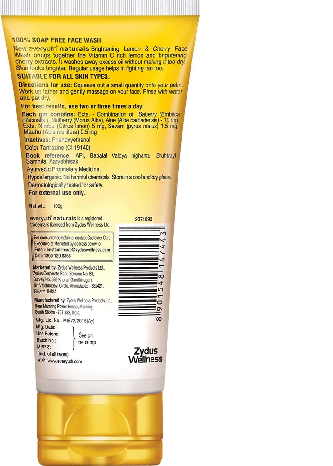 Buy EVERYUTH NATURALS BRIGHTENING LEMON & CHERRY FACE WASH 100G Online & Get Upto 60 OFF at