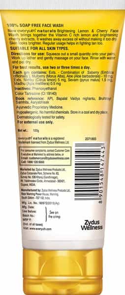 Everyuth Naturals Brightening Lemon & Cherry Face Wash - 100G