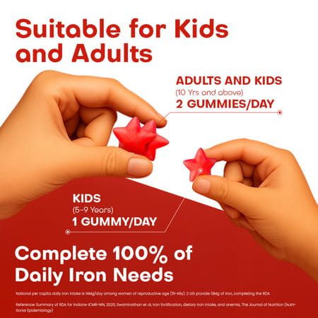 Livogen Iron Strawberry Flavour Gummies For Kids And Adults Bottle 30 No'S