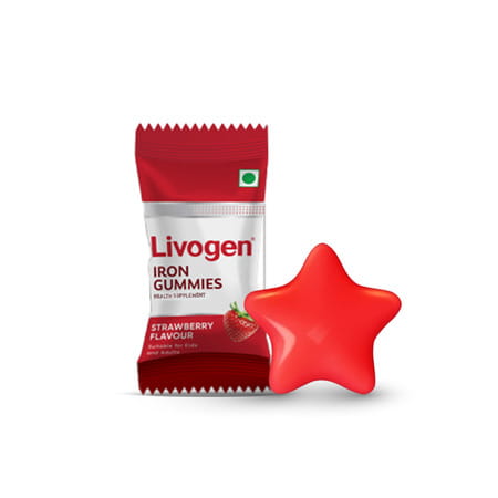 Livogen Iron Strawberry Flavour Gummies For Kids And Adults Bottle 30 No'S
