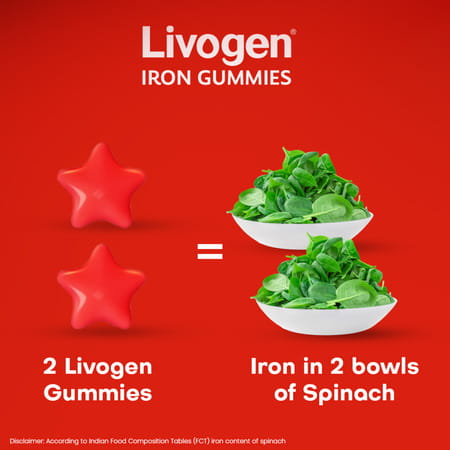 Livogen Iron Strawberry Flavour Gummies For Kids And Adults Bottle 30 No'S