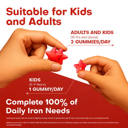 New Livogen Iron Gummies Strawberry Flavour| Iron Helps Reduce Tiredness & Hair Fall| 30 Veg Gummies