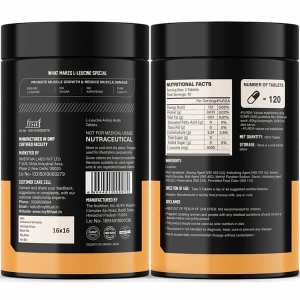 Myfitfuel L-Leucine (1000Mg) 120 Tablets| Amino Acid