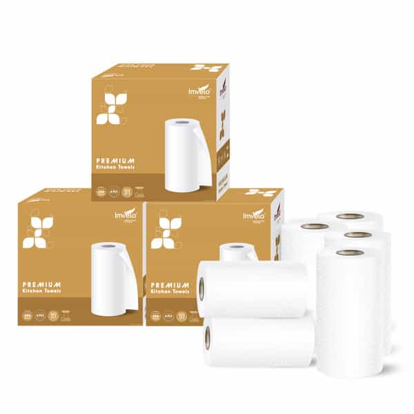 Imvelo 4 Ply Kitchen Tissue Paper Roll - 6 Rolls (840 Pulls) | Premium Kitchen Paper Towel