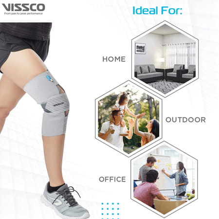 Vissco Knee Wrap With Loop Elastic | Provides Optimum Compression| Small - Grey (Single Piece)