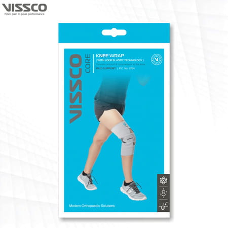 Vissco Knee Wrap With Loop Elastic | Provides Optimum Compression| Small - Grey (Single Piece)