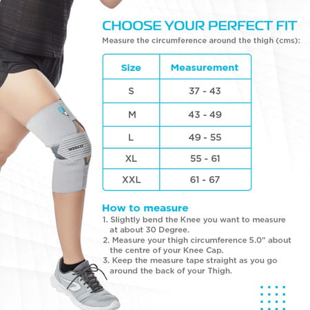 Vissco Knee Wrap With Loop Elastic | Provides Optimum Compression| Small - Grey (Single Piece)