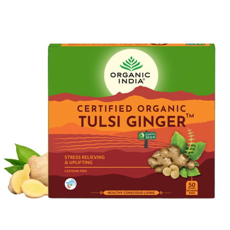 Organic India Tulsi Ginger Tea | 50 Tea Bags