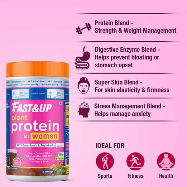 Fast&Up Terra Plant Protein For Women -Weight & Hormone Management- 15 Serving - Chocolate- 450G
