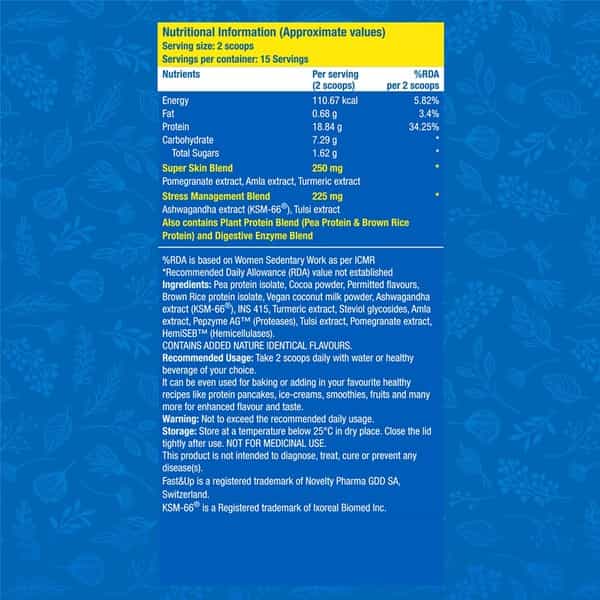 Fast&Up Terra Plant Protein For Women -Weight & Hormone Management- 15 Serving - Chocolate- 450G