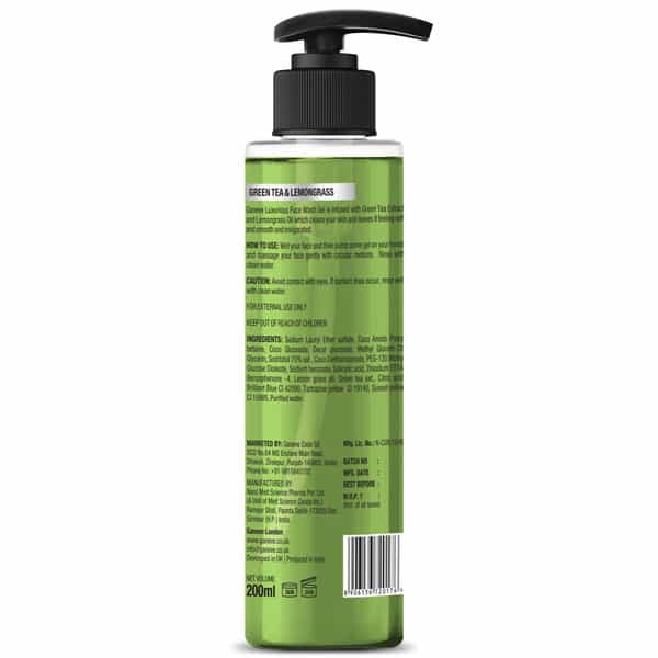 Ganeve London Green Tea & Lemongrass Foaming Face Wash 200Ml.