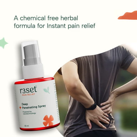 R3set Natural Pain Relief Spray | Fast Relief For Muscle Back Knee Neck & Joint Pain - 30ml