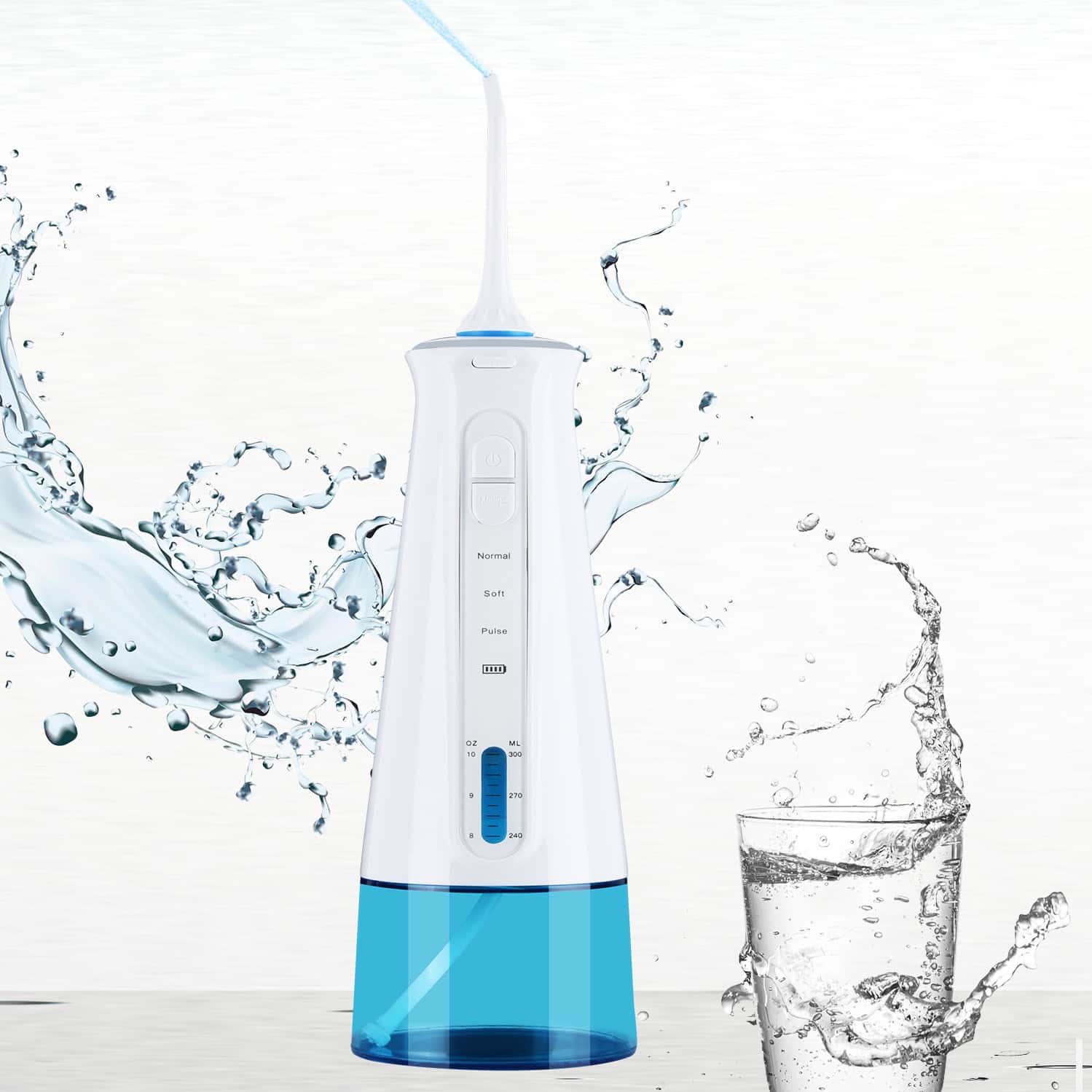 Dr. Odin Fc 2631 Oral Irrigator | Teeth Cleaning & Flossing | Waterproof Ipx7 300 Ml (White & Blue)