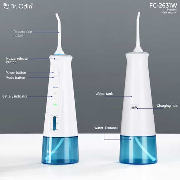 Dr. Odin Fc 2631 Oral Irrigator | Teeth Cleaning & Flossing | Waterproof Ipx7 300 Ml (White & Blue)