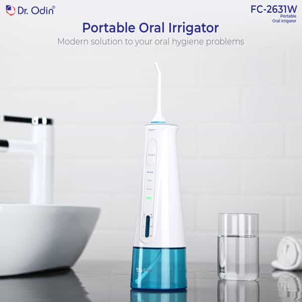 Dr. Odin Fc 2631 Oral Irrigator | Teeth Cleaning & Flossing | Waterproof Ipx7 300 Ml (White & Blue)