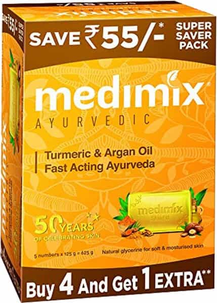 Medimix Ayurvedic Turmeric And Argan Oil Bathing Soap - 125G (Buy 4Get 1 Extra)
