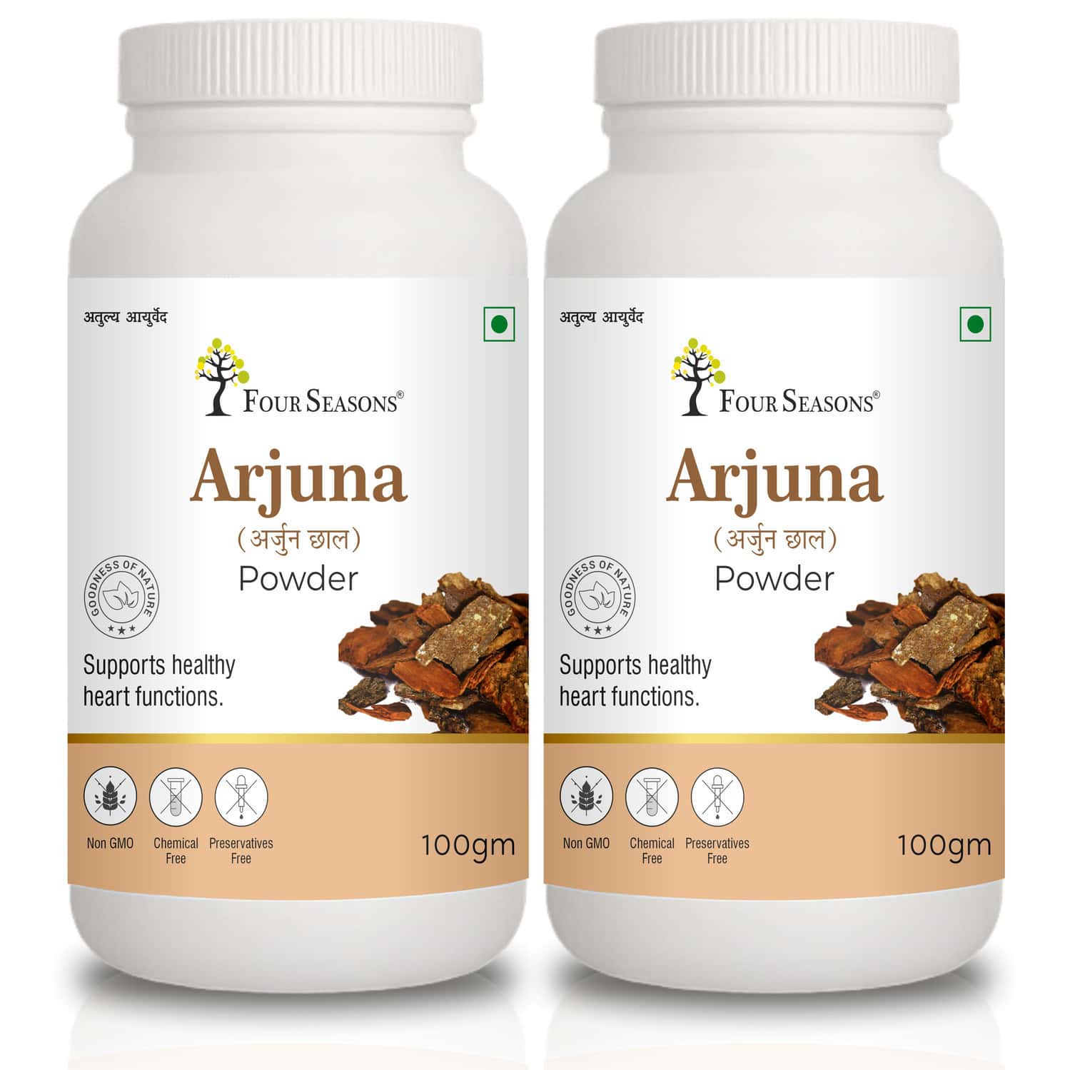 Four Seasons Arjuna Bark(chhal) Powder 100g | For Control Cholesterol & Heart Health (pack Of 2)