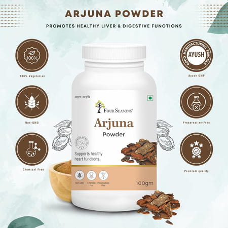 Four Seasons Arjuna Bark(Chhal) Powder 100G | For Control Cholesterol & Heart Health (Pack Of 2)