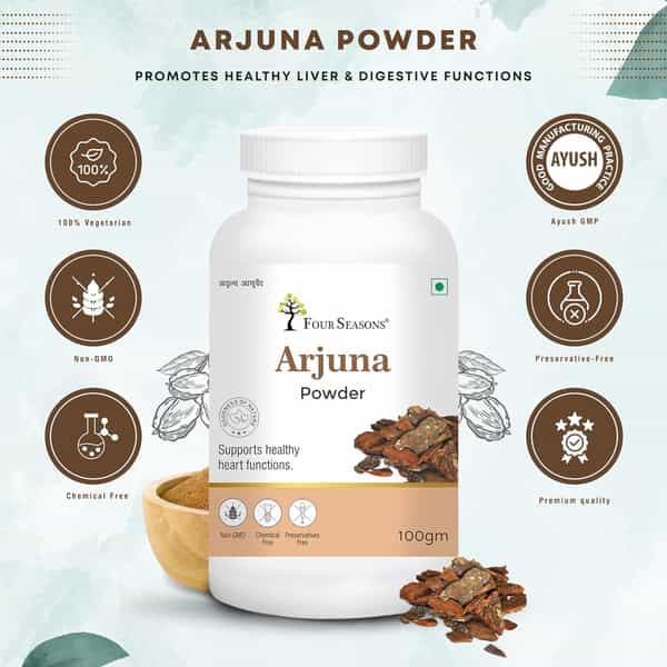 Four Seasons Arjuna Bark(Chhal) Powder 100G | For Control Cholesterol & Heart Health (Pack Of 2)