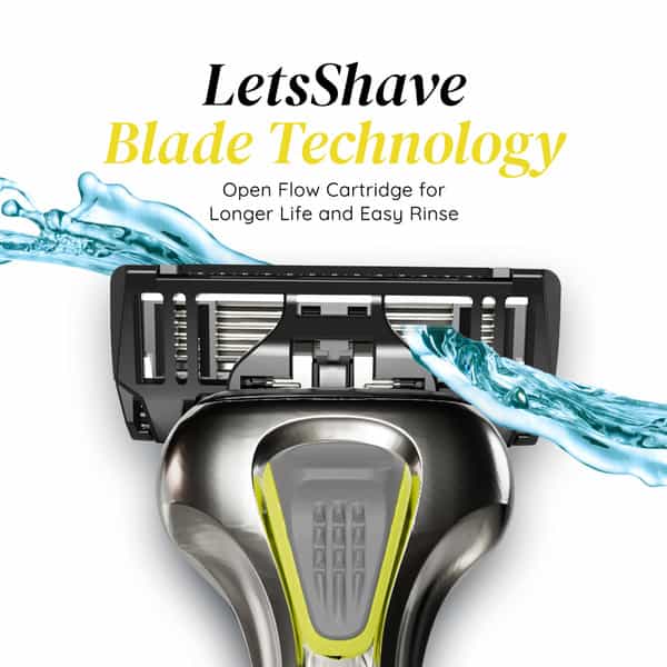 Letsshave Pro 6 Advance Razor Trial Kit For Men -Advance Blade + Razor Handle& Cap + Shave Foam