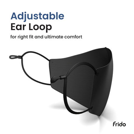 Frido Ultimate Copper Treated Mask|Adjustable Ear Loop|Washable|Imported|Large Size (Pack Of 4)