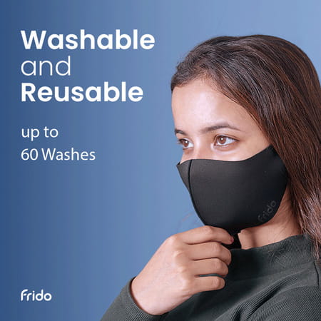 Frido Ultimate Copper Treated Mask|Adjustable Ear Loop|Washable|Imported|Large Size (Pack Of 4)