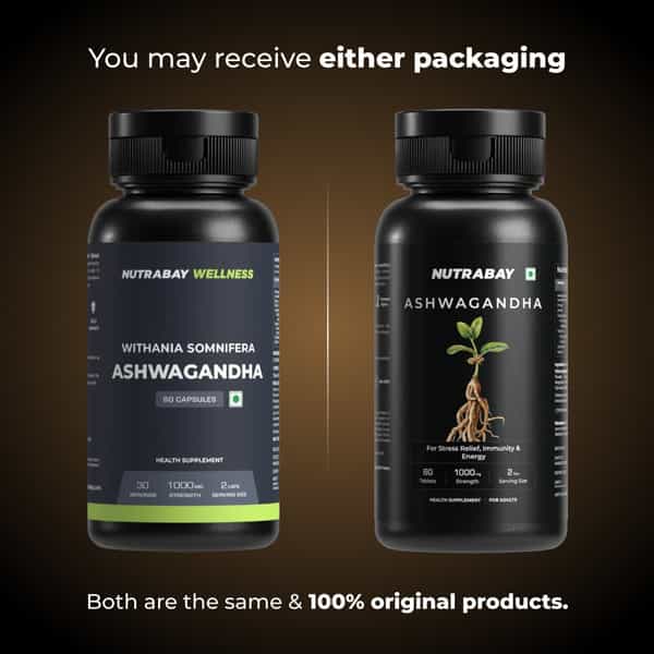 Nutrabay Wellness Ashwagandha Extract Tablet (Withania Somnifera) 1000Mg - 60 Veg Tablets