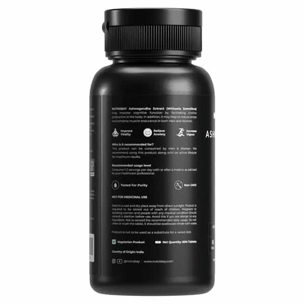 Nutrabay Wellness Ashwagandha Extract Tablet (Withania Somnifera) 1000Mg - 60 Veg Tablets