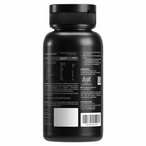 Nutrabay Wellness Ashwagandha Extract Tablet (Withania Somnifera) 1000Mg - 60 Veg Tablets