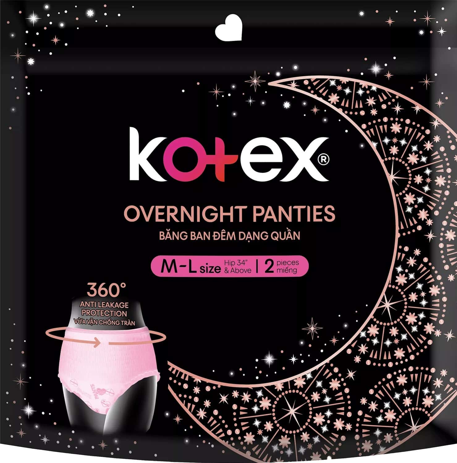 Kotex Overnight Panties -Periodwear For Sanitary Protection - M/L (4 Count)