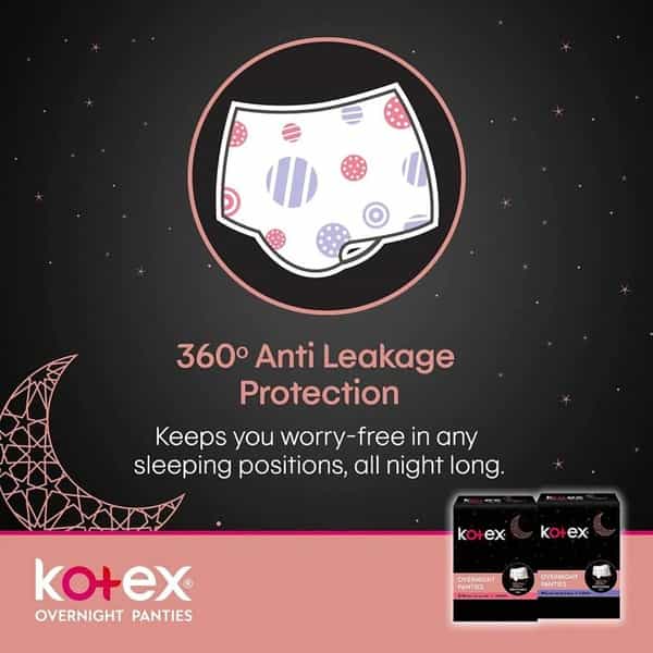 Kotex Overnight Panties -Periodwear For Sanitary Protection - M/L (4 Count)
