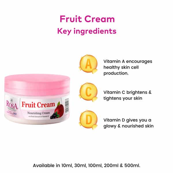 Rosa Fruit Cream With Mix Fruits & Vitamin E I Moisturizing & Hydrating For Skin I Pack Of 2*100Ml
