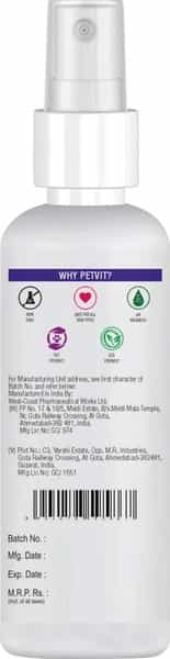 Petvit Tick Repellent Oil Spray Paraben Free & Ph-Balance -For All Breed Dog & Cat 100 Ml