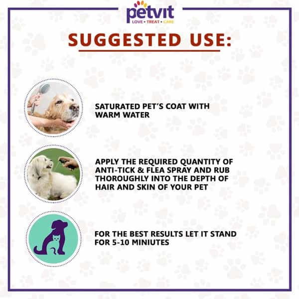 Petvit Tick Repellent Oil Spray Paraben Free & Ph-Balance -For All Breed Dog & Cat 100 Ml