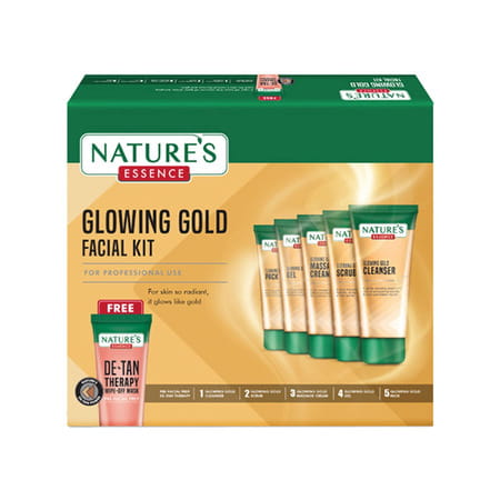 Nature'S Essence Glowing Gold++ Facial Kit | Bright Glowing Skin | 24k Gold & Saffron Infused | 250g