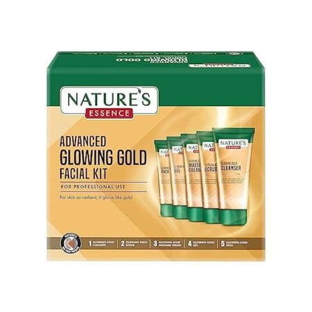 Nature'S Essence Glowing Gold++ Facial Kit | Bright Glowing Skin | 24k Gold & Saffron Infused | 250g