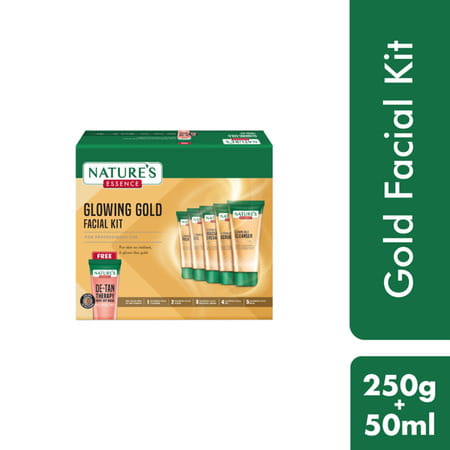 Nature'S Essence Glowing Gold++ Facial Kit | Bright Glowing Skin | 24k Gold & Saffron Infused | 250g