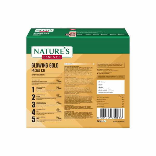 Nature's Essence Glowing Gold++ Facial Kit | Bright Glowing Skin | 24K Gold & Saffron Infused | 250G