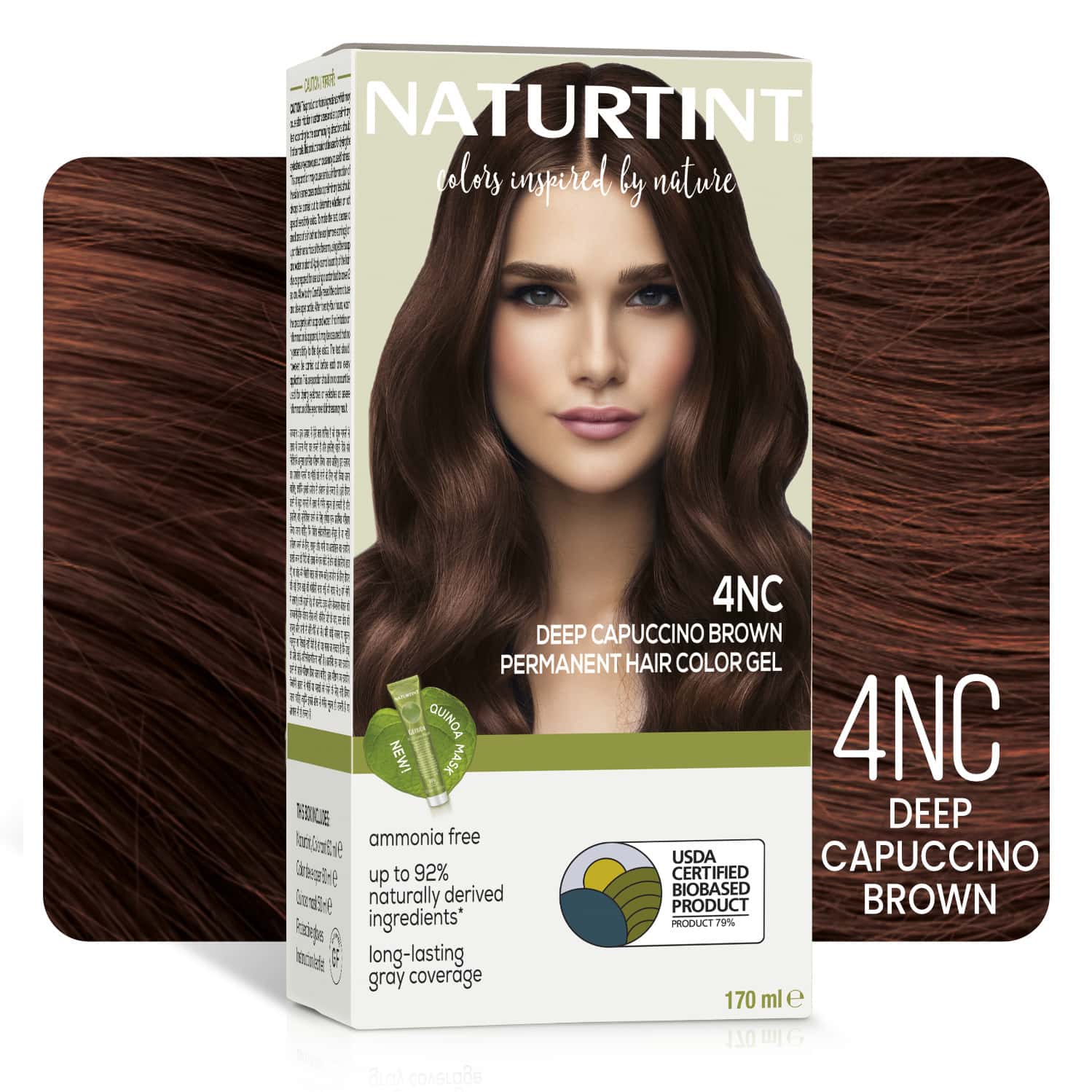 Naturtint Permanent Hair Colour 4nc Deep Cappuccino Brown 170ml Ammonia Free 92% Natural Ingredients
