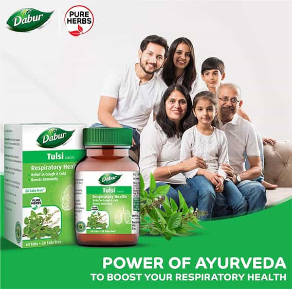 Dabur Tulsi Tablet - 60 Tablets (Get 20 Tablets Free)