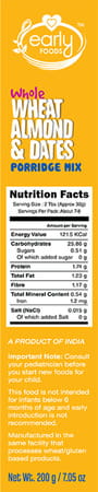 Early Foods Whole Wheat Almond & Date Porridge Mix 200g