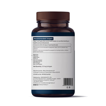 Miduty Pure & Natural Vitamin E - Cataract - Skin & Hair Health - Sunflower Oil Extract - 30 Softgel