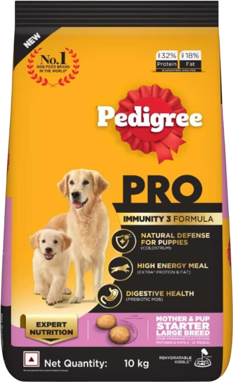 Pedigree Pro Mother & Pup Starter Large Breed | 10 Kg Dry Dog Food | Vet Trusted Brand (3-12 Weeks)